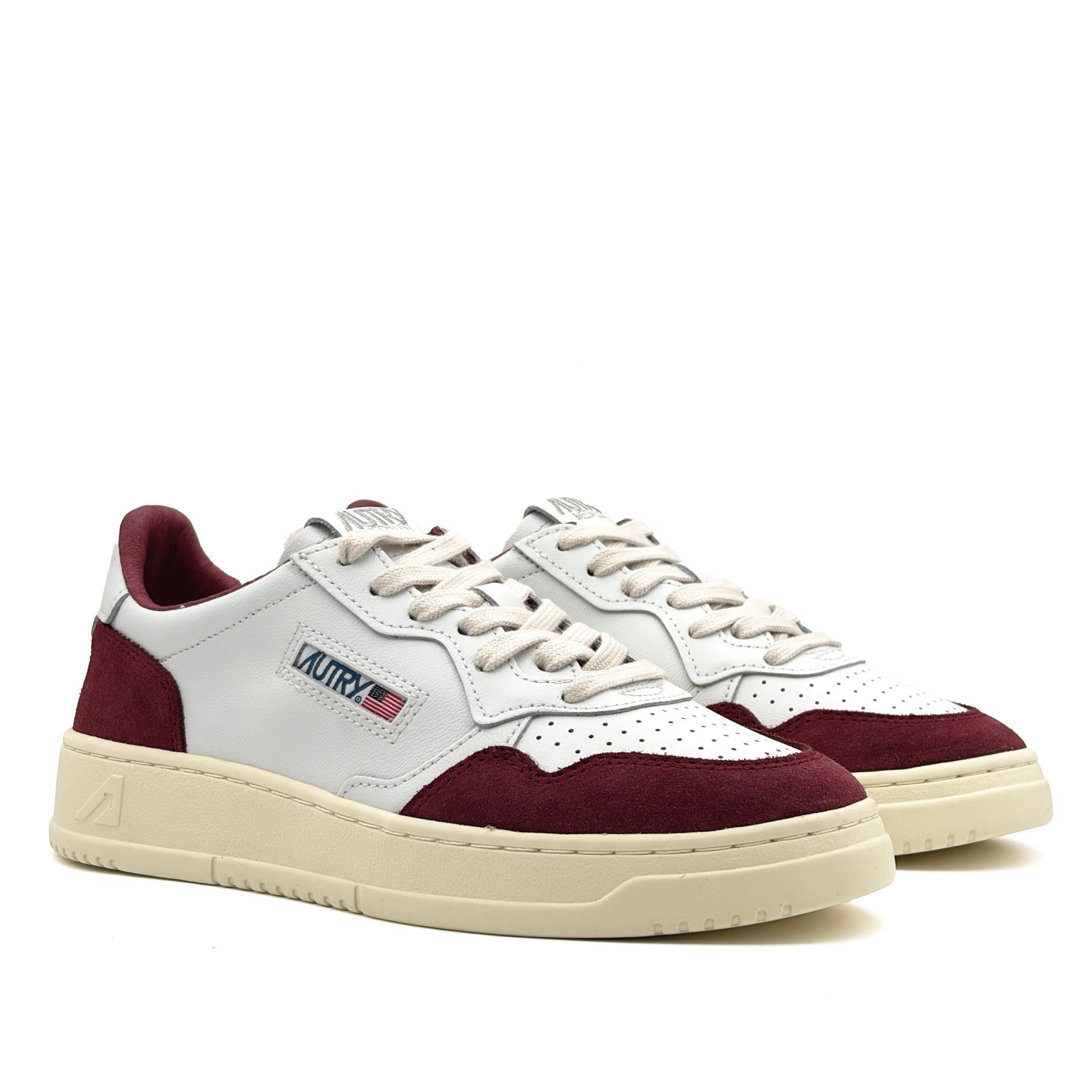 Medalist Low Women Soft Leather Suede White Burgundy