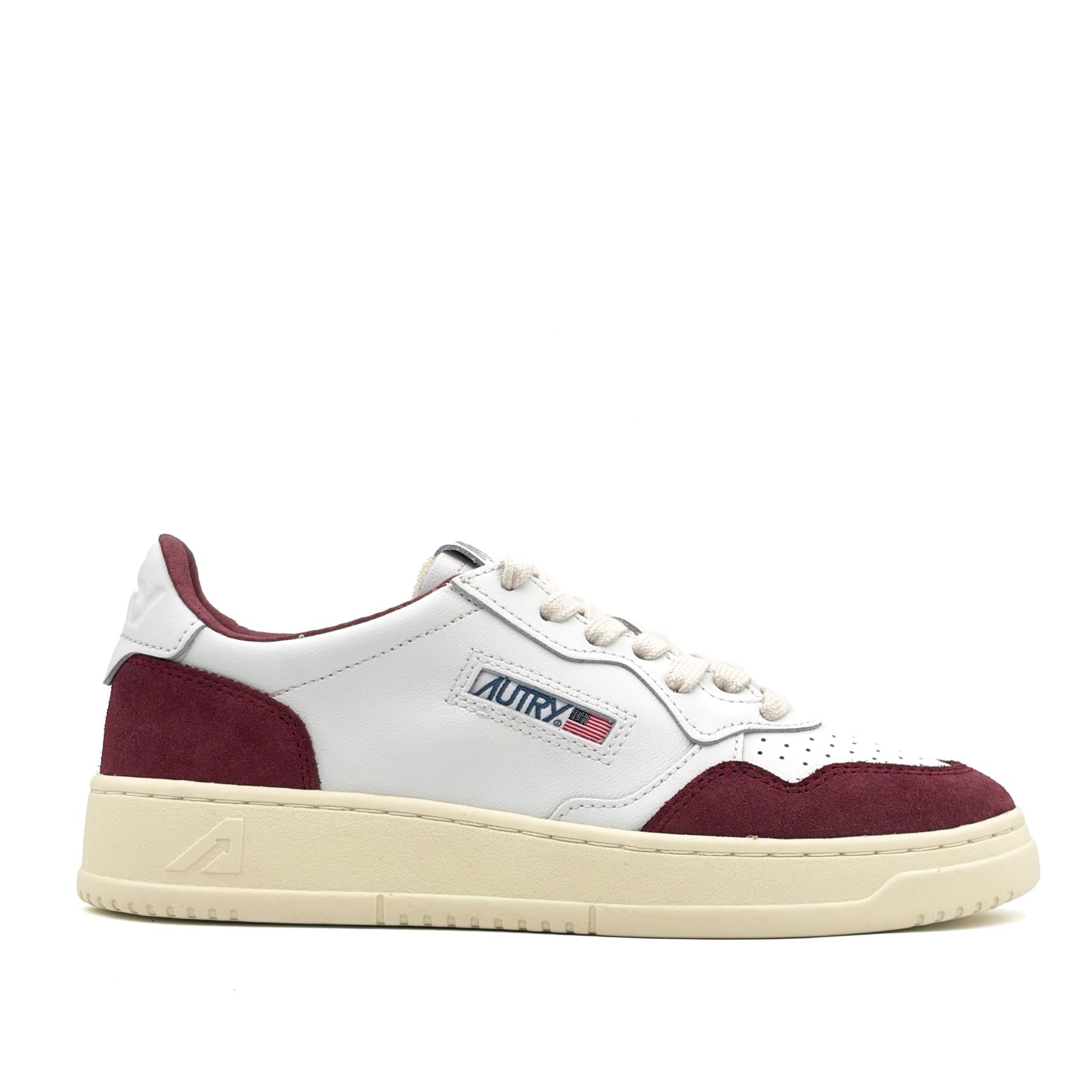 Medalist Low Women Soft Leather Suede White Burgundy
