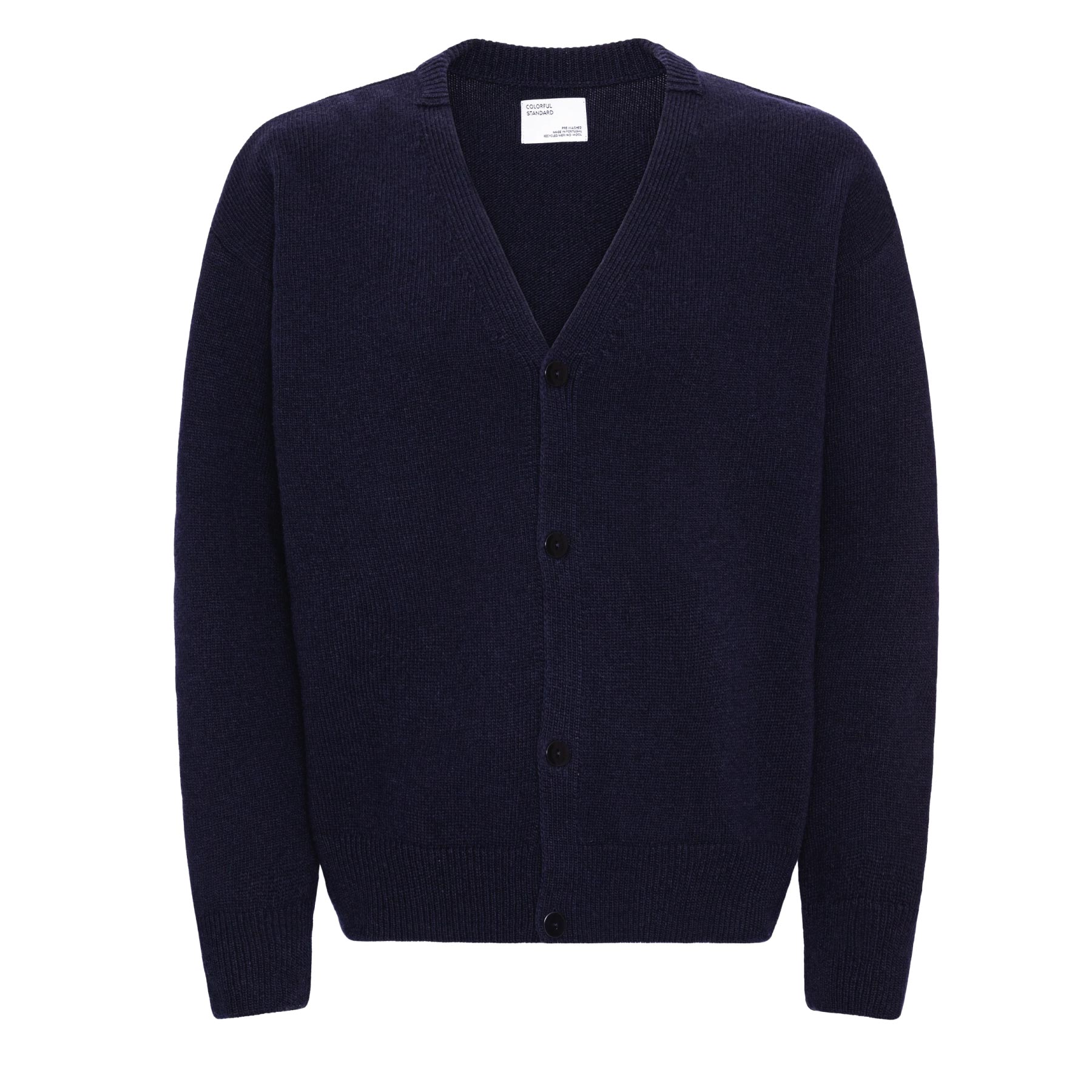 Merino Wool V-Neck Cardigan Navy Blue