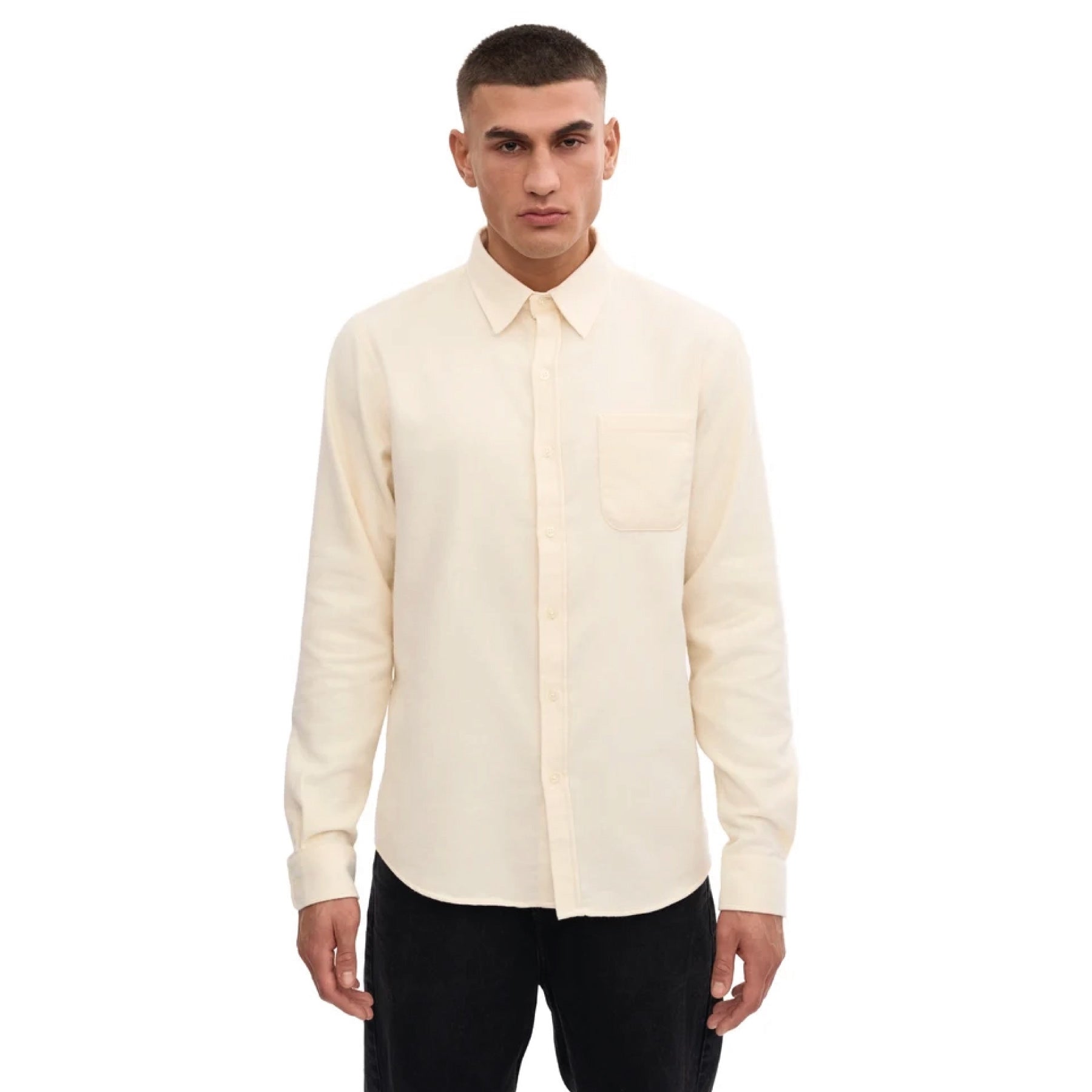 Organic Flannel Shirt Ivory White